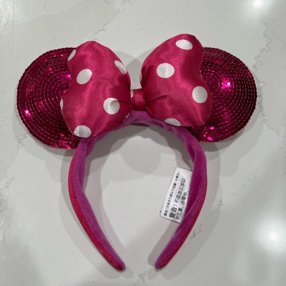 Disney Minnie Mouse Pink Sequin Ears Headband